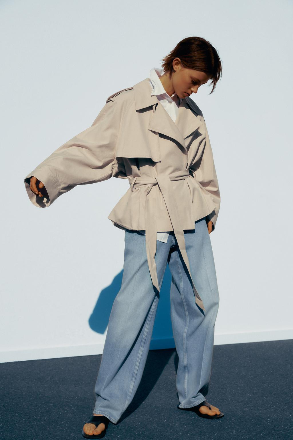 

Короткий тренч с поясом ZARA, кэмел