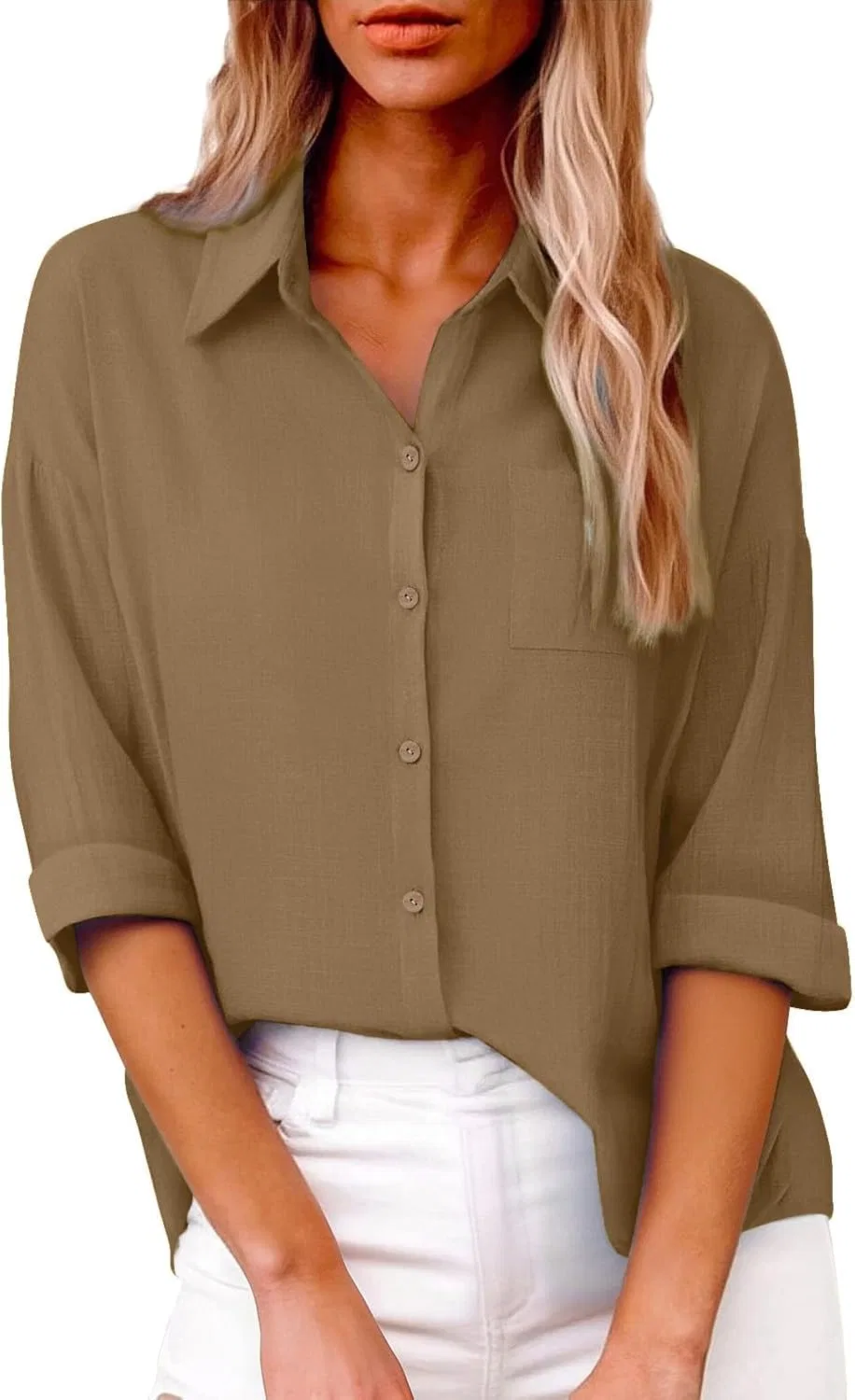 Блуза с drop shoulder из слэб-котона, длинный рукав, бордовый