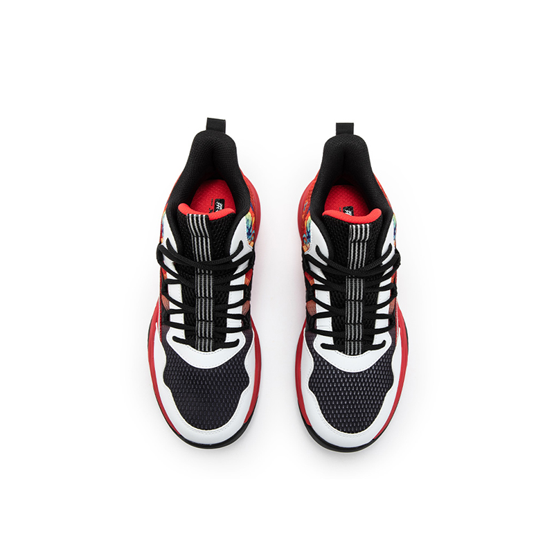 Детские баскетбольные кроссовки Mid Top Black White Top Red, нескользящие и износостойкие XTEP, черный Xtep белый Top Scorer красный — фото 4