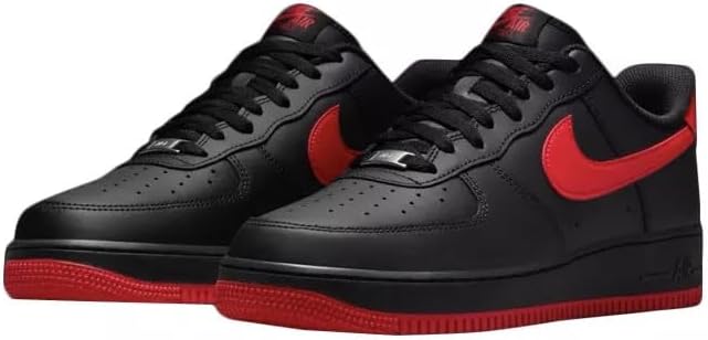 Кроссовки Nike мужские Air Force 1 '07, Black/University Red — фото 2