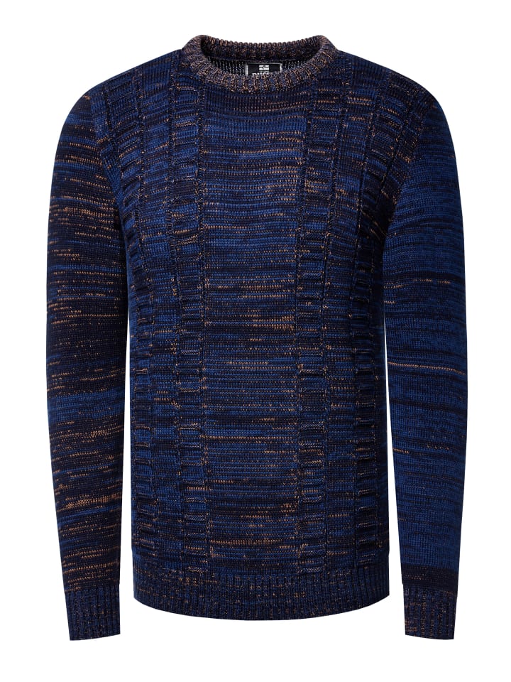 

Свитер крупной вязки с круглым вырезом темно-синего цвета с контрастными цветами Rusty Neal