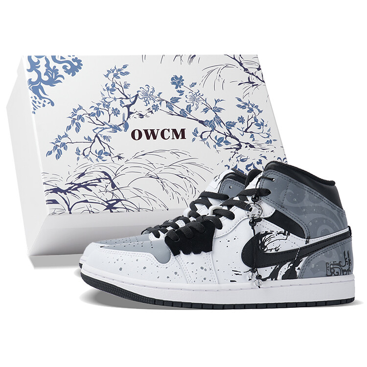 

Кроссовки Air Jordan 1 Vintage Basketball Shoes Men Mid-top Black/white/gray, черный/белый/серый
