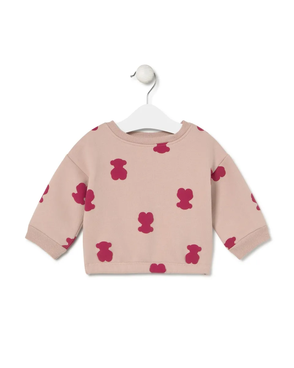 

Хлопковая детская толстовка с барельефными медвежатами Tous, розовый