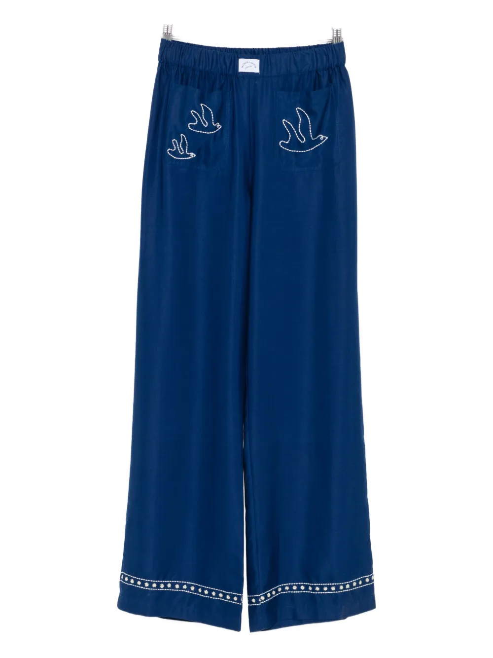 

Брюки с вышитыми птицами Maison Labiche, синий