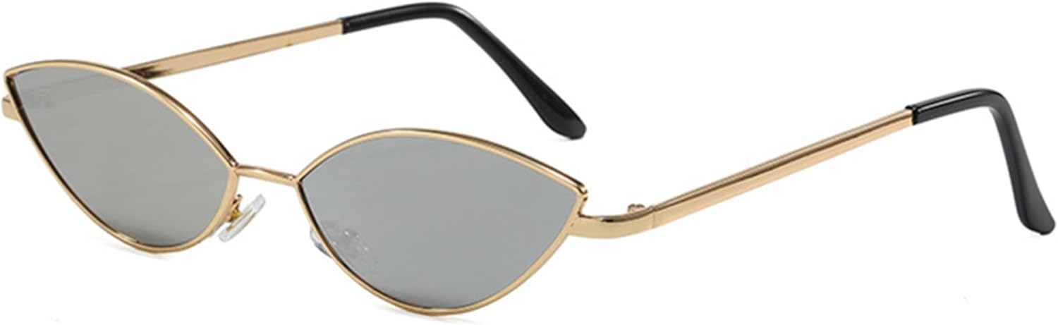 

Солнцезащитные очки bullabulling маленькие овальные «кошачий глаз» для женщин и мужчин в стиле ретро 80-х и 90-х годов. Солнцезащитные очки с защитой UV400, Gold Silvery