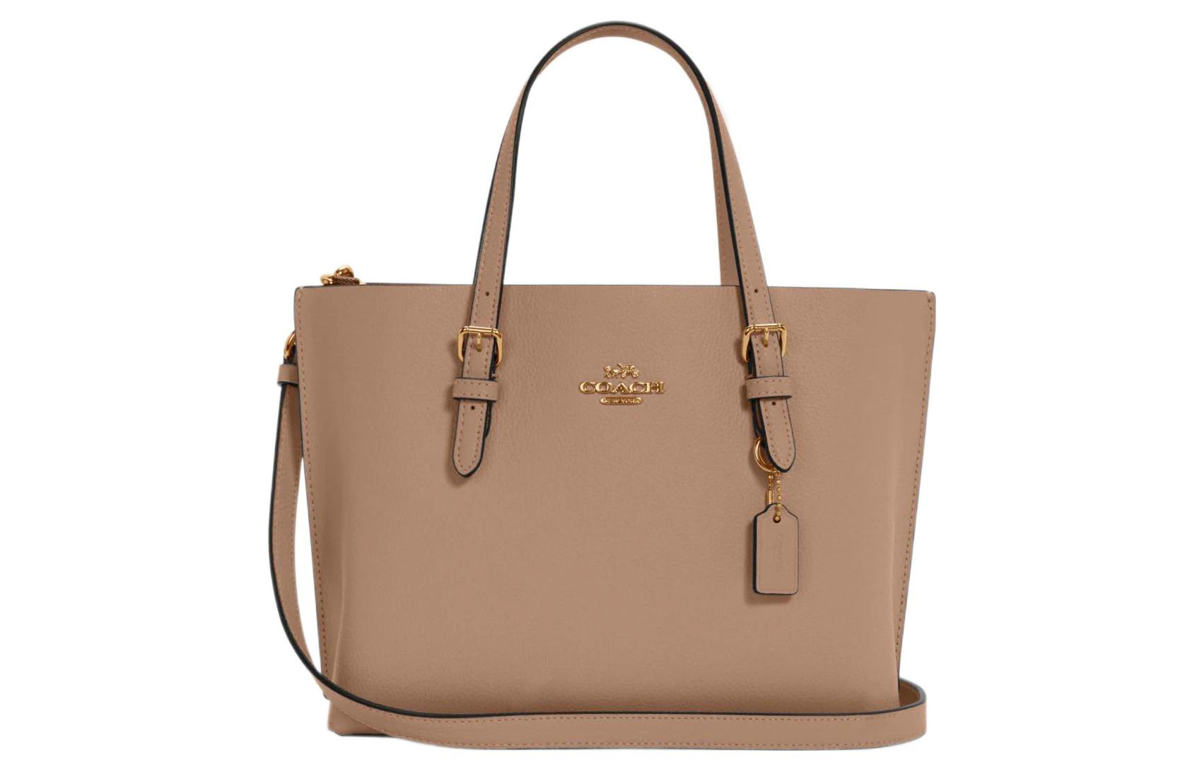 

COACH Сумка из натуральной кожи Mollie, сумка через плечо, женская, среднего размера, серо-коричневого цвета