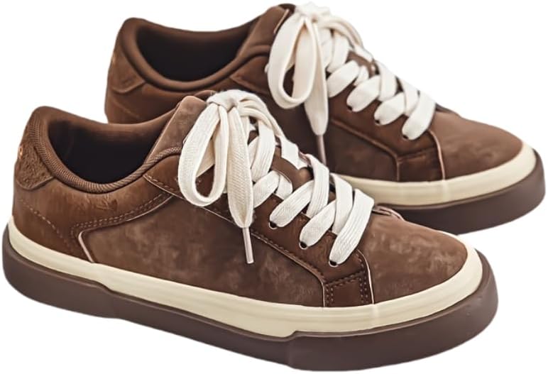 

Мужские спортивные кроссовки в стиле ретро для колледжа, однотонные, низкие, на шнуровке, с круглым носком Hoalox, коричневый