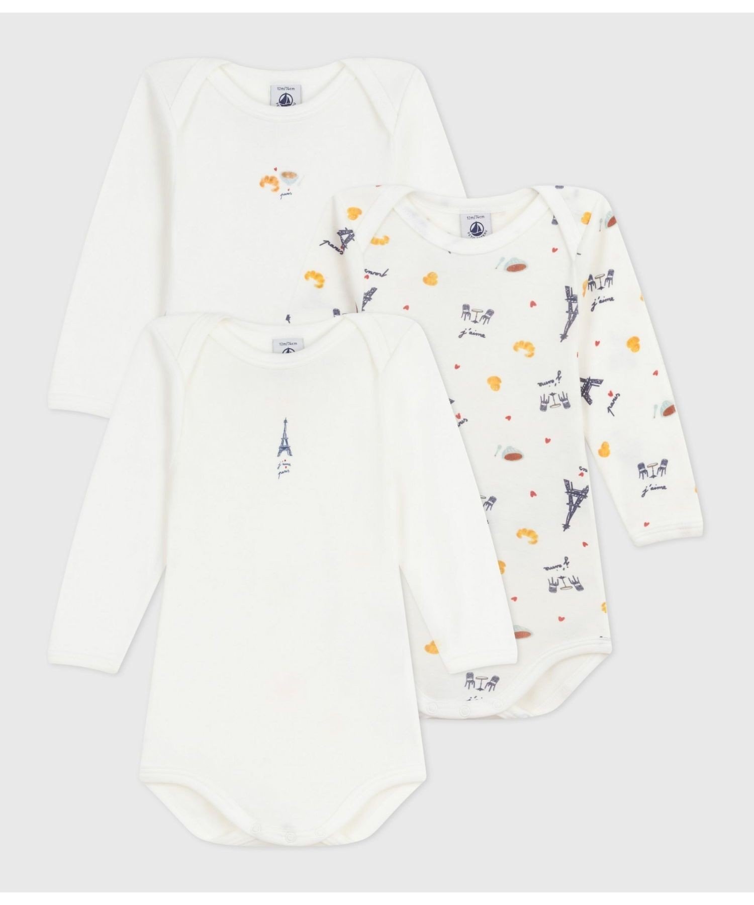 Боди с длинными рукавами (комплект из 3 предметов) PETIT BATEAU, Multicolor 1