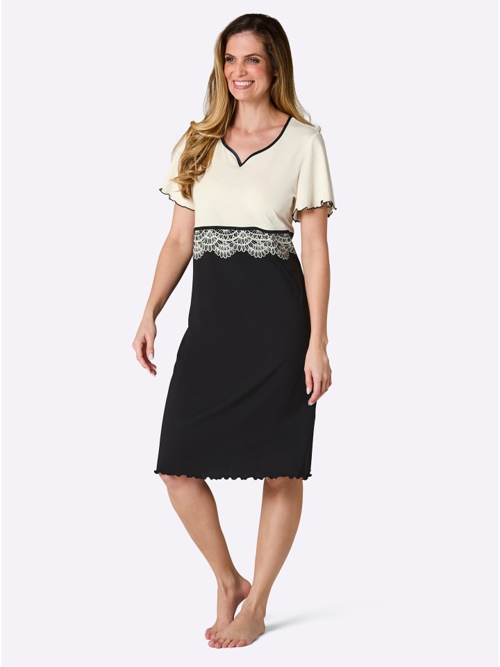 

Ночная рубашка цвета шампанского с черным принтом WITT WEIDEN