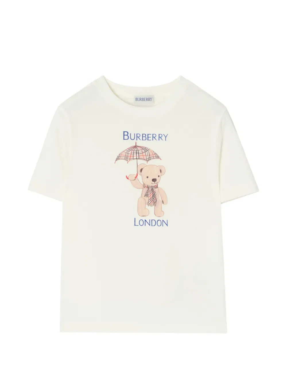 Хлопковая футболка с изображением лондонского медведя Burberry Kids, белый