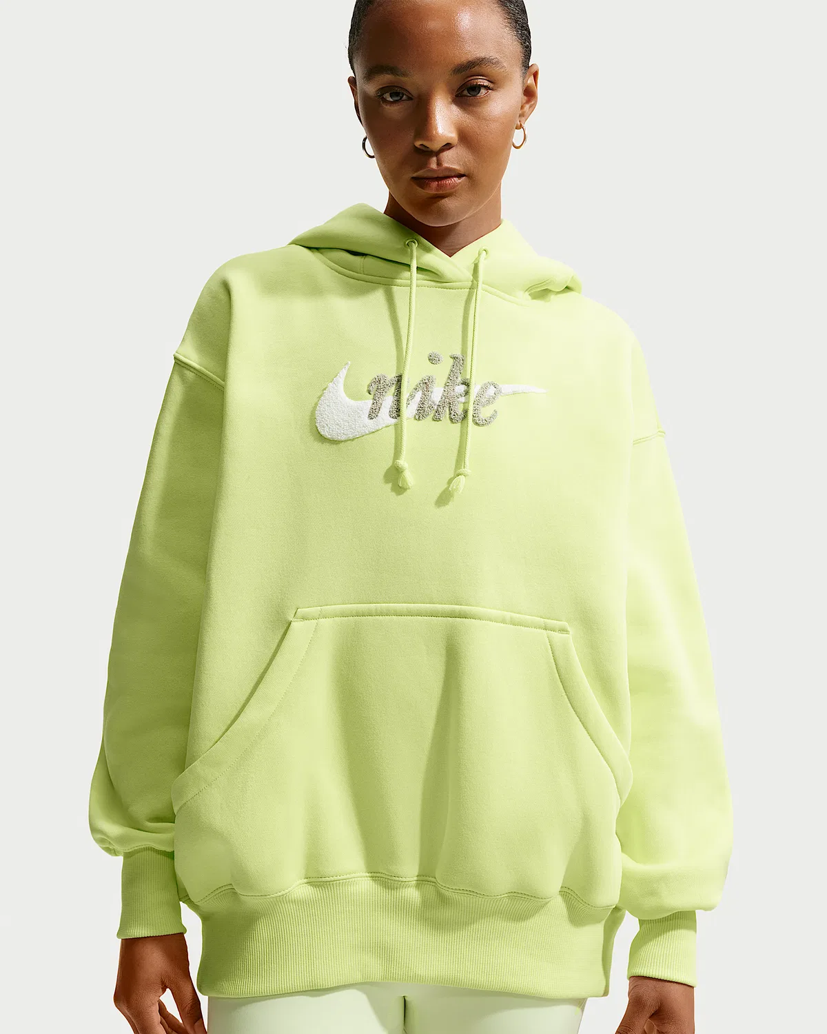 Женская оверсайз худи с логотипом Nike Sportswear Phoenix Fleece, Light Lemon Twist/Summit White