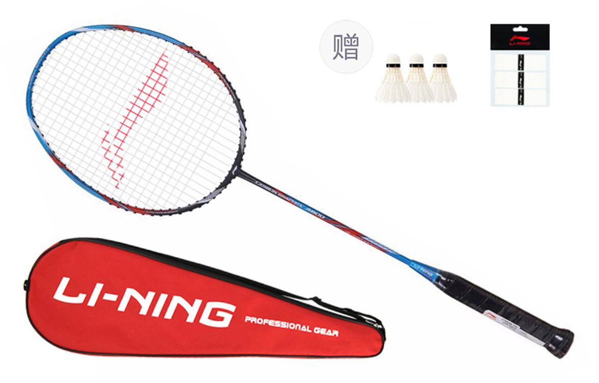 

LINING Полностью карбоновая бадминтонная ракетка атакующего типа с утяжеленной головкой, жестким стержнем, начальный уровень, 675 мм, одиночная ракетка, серый синий