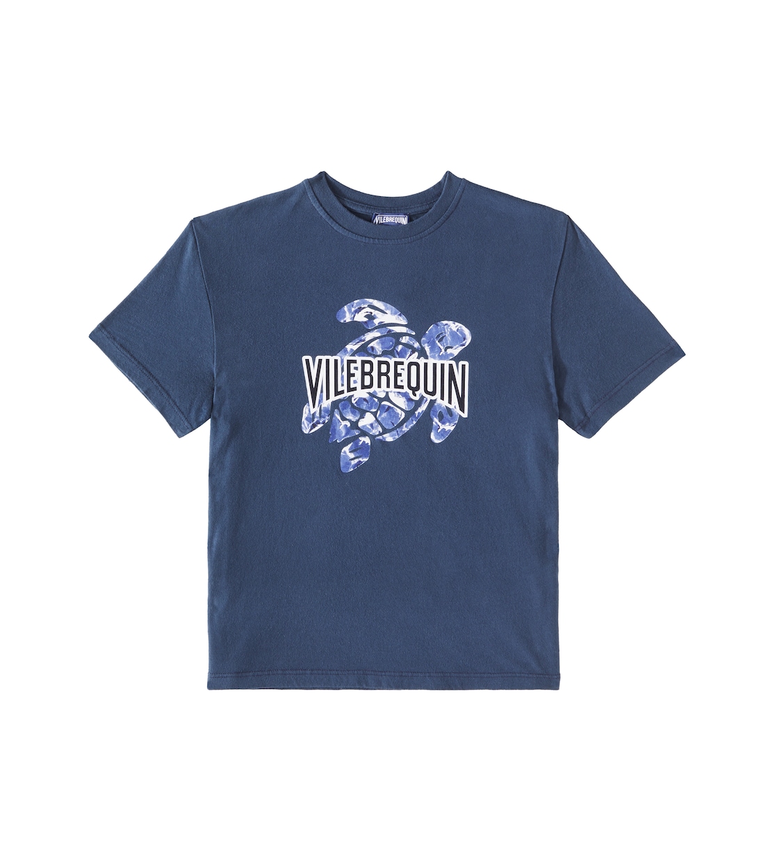 

Футболка из хлопкового джерси с принтом логотипа Vilebrequin Kids, Bleu Marine