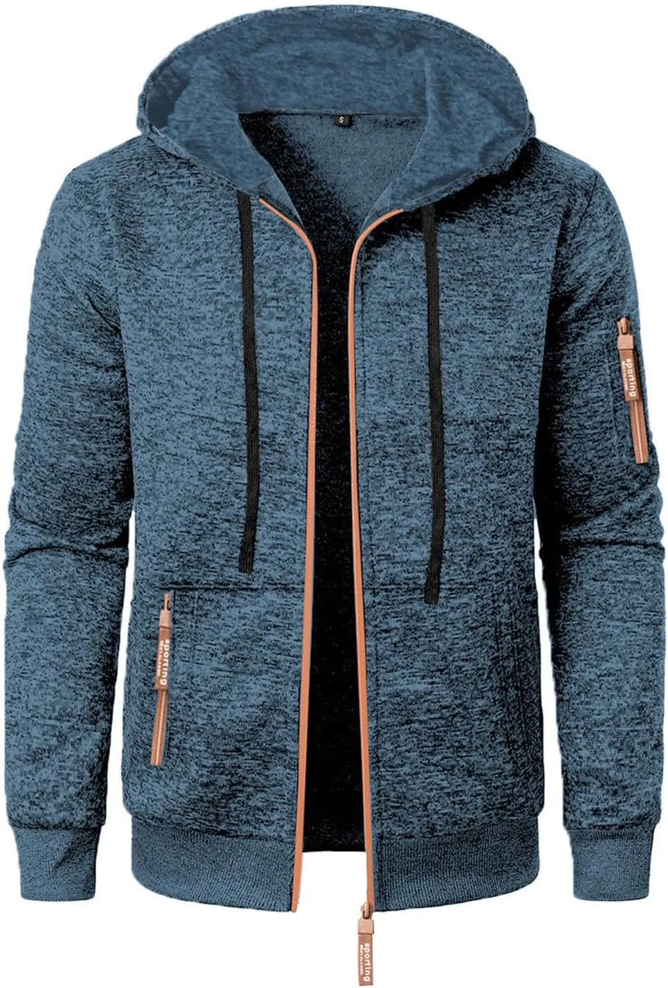 

Мужская флисовая толстовка с капюшоном на молнии, легкая спортивная куртка с карманами