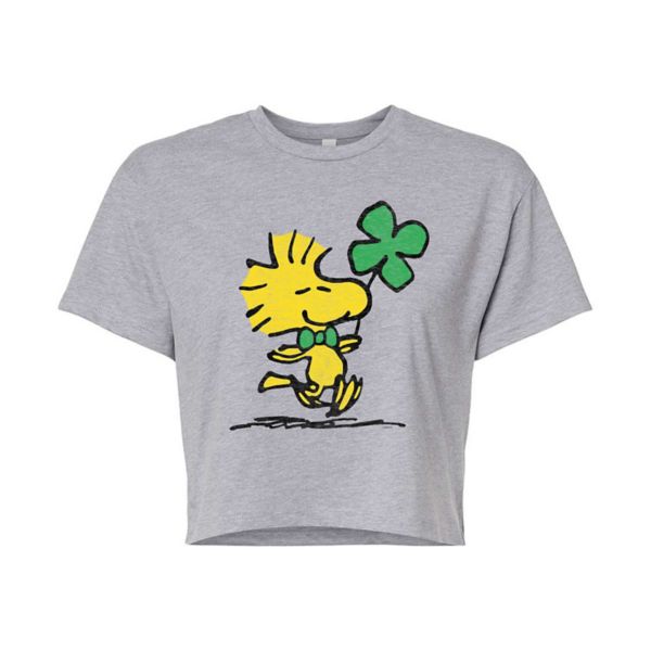 

Детская укороченная футболка с принтом арахиса Woodstock Clover Licensed Character, серый