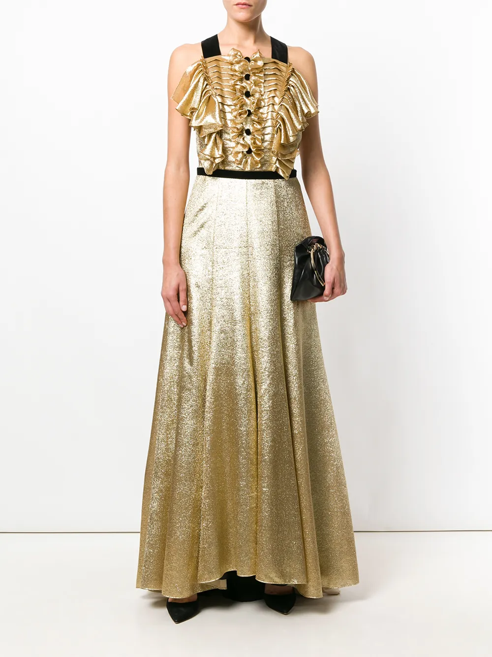 

Платье с рюшами спереди Philosophy Di Lorenzo Serafini, металлик