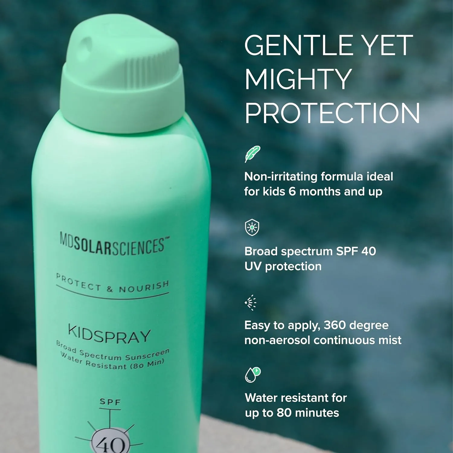 MDSolarSciences KidSpray SPF 40, водостойкий спрей для детей с широким спектром защиты, с индийским крыжовником, витамином C и антиоксидантами, неаэрозольный, для чувствительной кожи, 177 мл, KidSpray SPF 40 — фото 3