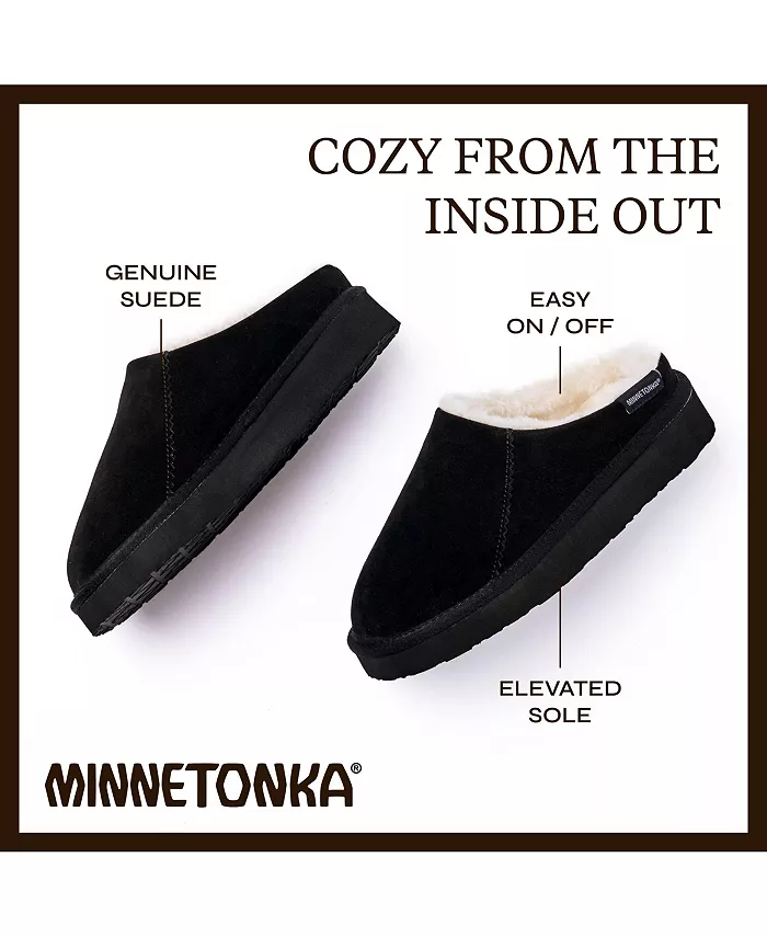 Женские замшевые тапочки Coze Around Clog Minnetonka, черный — фото 2