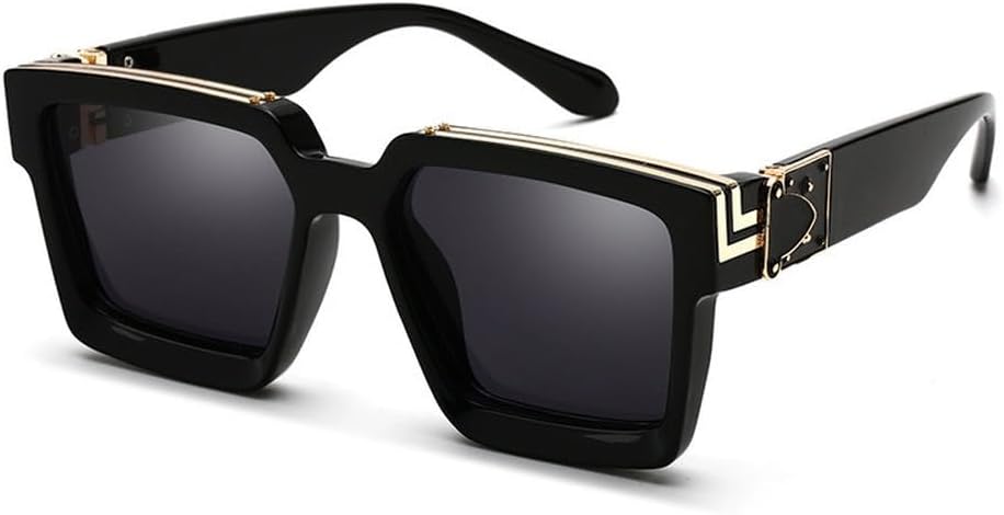 

Модные классические роскошные солнцезащитные очки большого квадратного размера для женщин и мужчин, солнцезащитные очки-щитки в крупной оправе для женщин с защитой от УФ-излучения UV400 HYYZZC, Black Gray