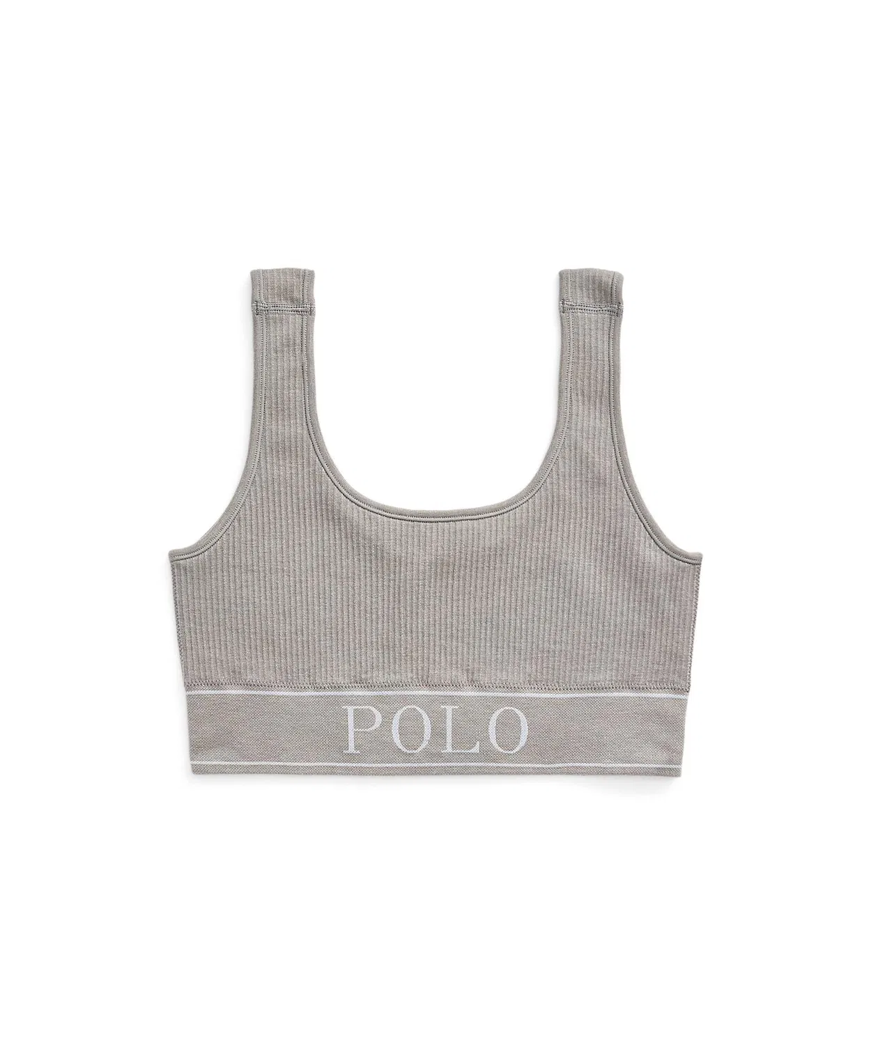 Топ-танк кроп-топ с круглым вырезом Polo из смесового трикотажа, серый