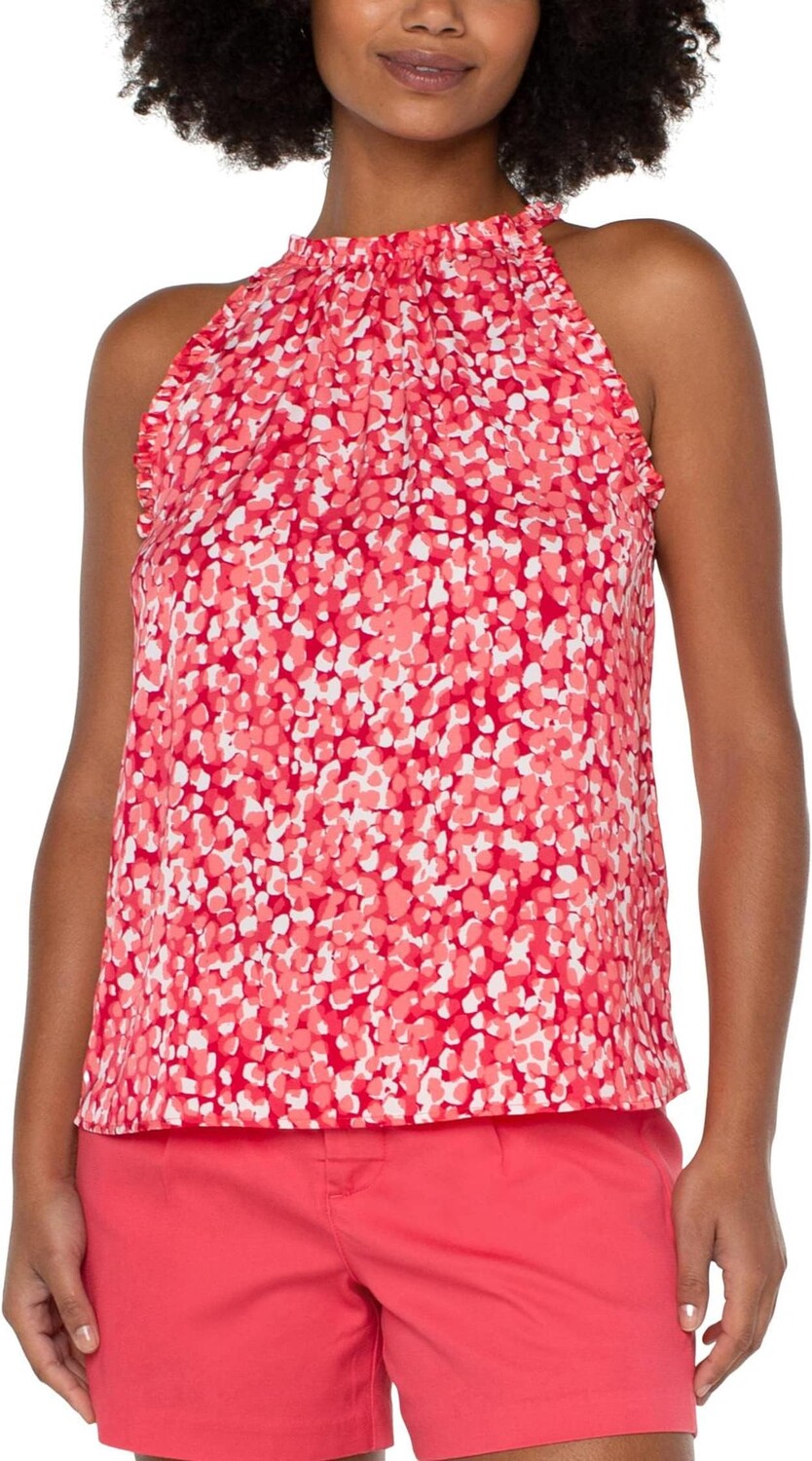 

Топ Liverpool Los Angeles Sleeveless Halter Top with Ruffles, цвет Watermelon Sugar Dots Print