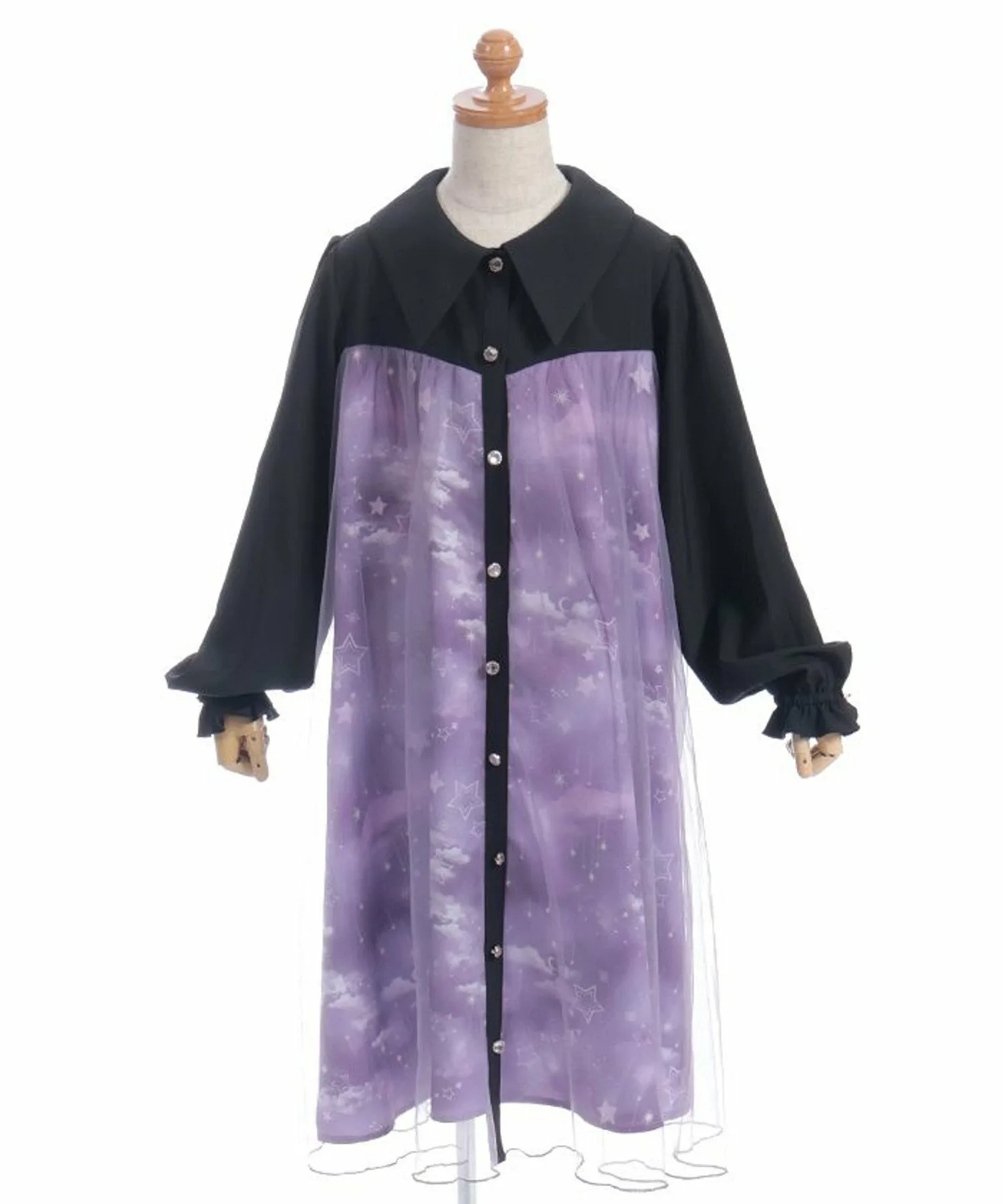 Платье с длинными рукавами из тюля со звездным узором Axes femme kids, Purple