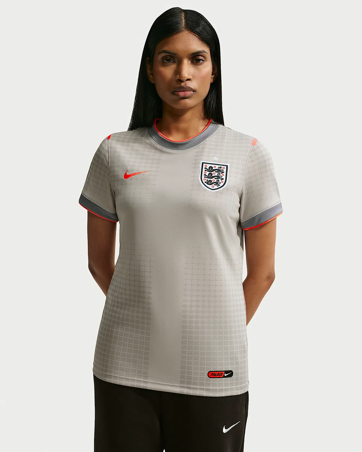 Женская футболка с коротким рукавом England x Palace, Pewter Grey/Bright Crimson/Bright Crimson