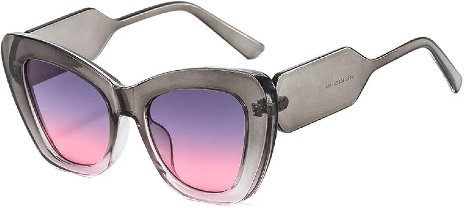 

Солнцезащитные очки с защитой от УФ-излучения UV400 для женщин и мужчин | Большие очки «кошачий глаз» с контрастными цветами | для занятий спортом на открытом воздухе DSVIGF, Gray Gray Pink