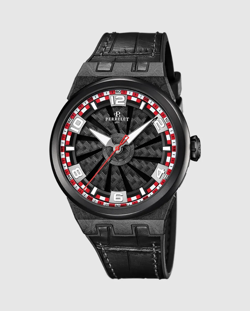 

A4065/3 Turbine Carbon мужские часы в черном каучуковом корпусе Perrelet, черный