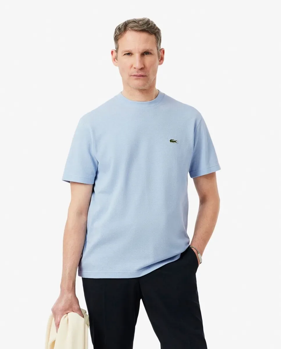 Футболка мужская Lacoste хлопок/лен, короткий рукав, светло-голубой