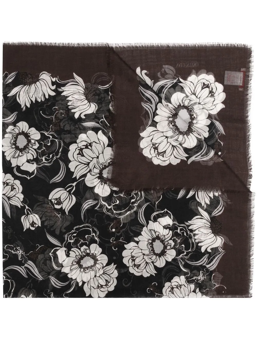 

Кашемировый шарф с цветочным принтом Valentino Garavani, коричневый