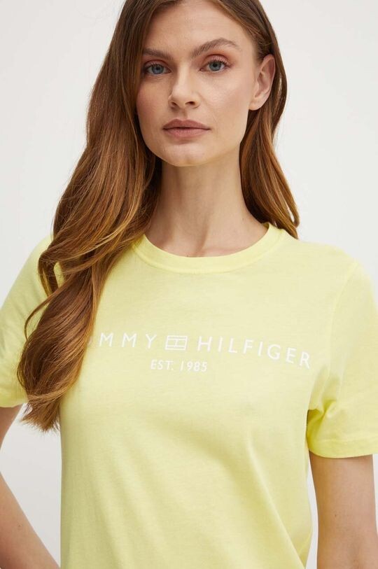 Хлопковая футболка Tommy Hilfiger, желтый — фото 4