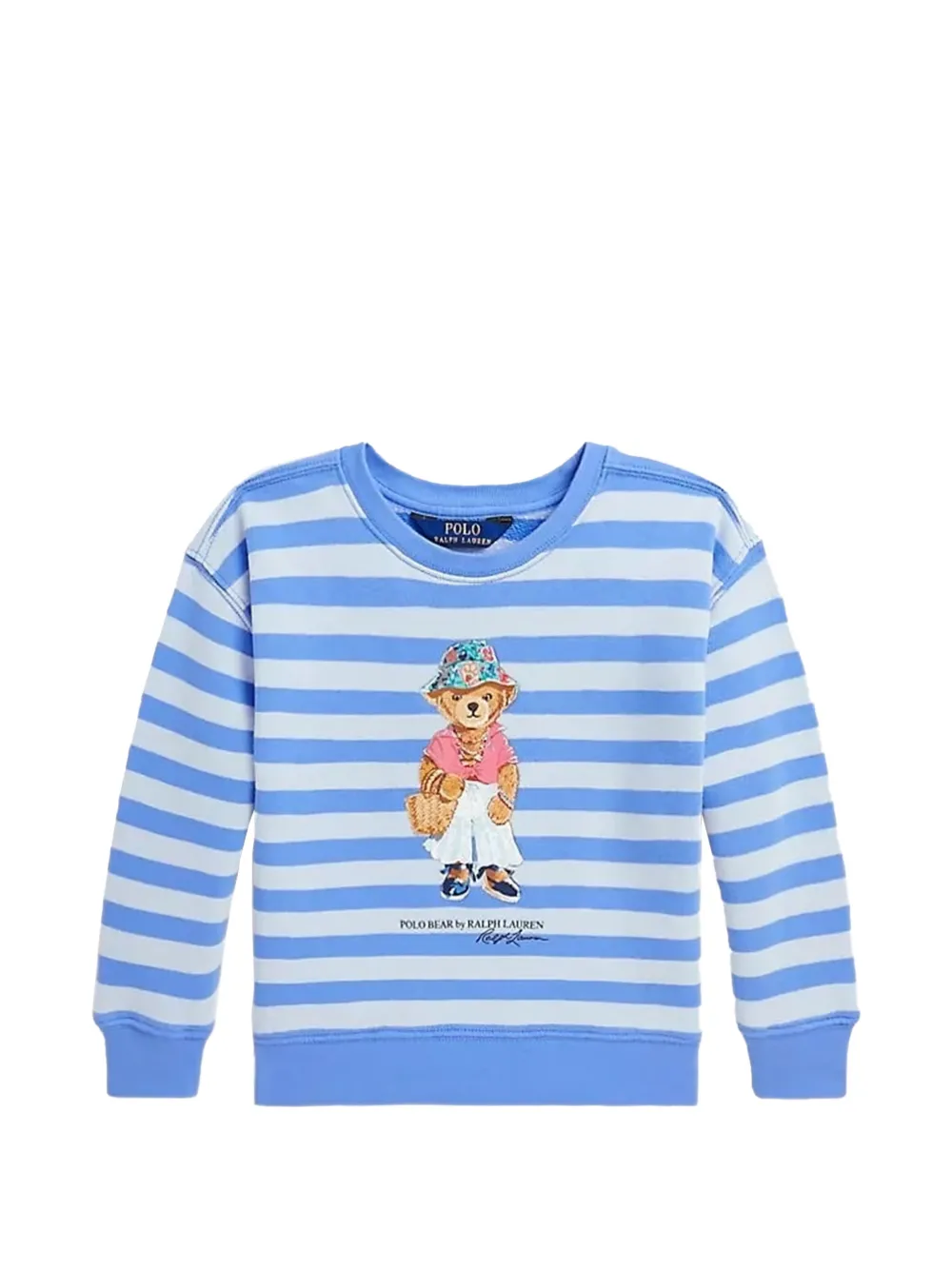 

Полосатый свитшот с медвежьей отделкой POLO RALPH LAUREN KIDS, синий
