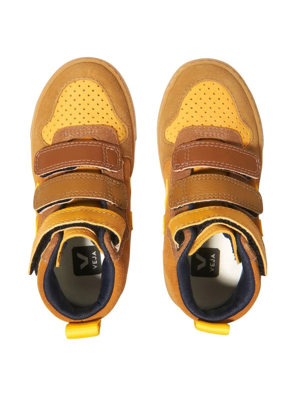 Кроссовки на липучках с нашивкой-логотипом VEJA Kids, желтый — фото 3