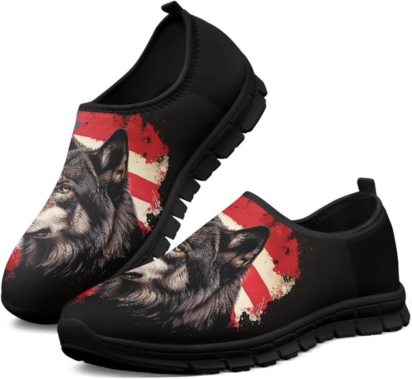 

Мужские модные кроссовки Hresuewn, низкие, с противоскользящей подошвой, повседневная обувь для мужчин, удобные для ходьбы, American Flag Wolf