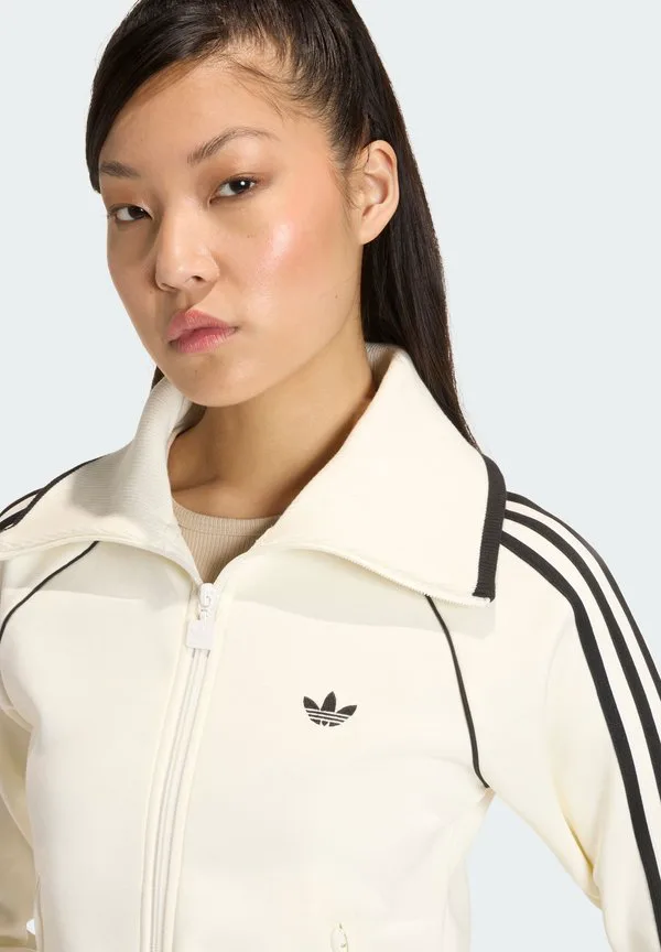 Облегающая тренировочная куртка Adidas Originals, Off White — фото 3
