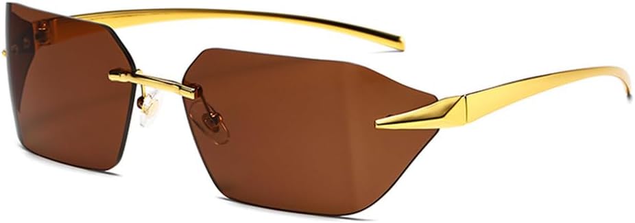 

Безрамочные солнцезащитные очки с изогнутыми линзами, обеспечивающие улучшенное восприятие света, роскошные мужские солнцезащитные очки, модные солнцезащитные очки с изогнутыми линзами HHZZYVY, Gold Brown