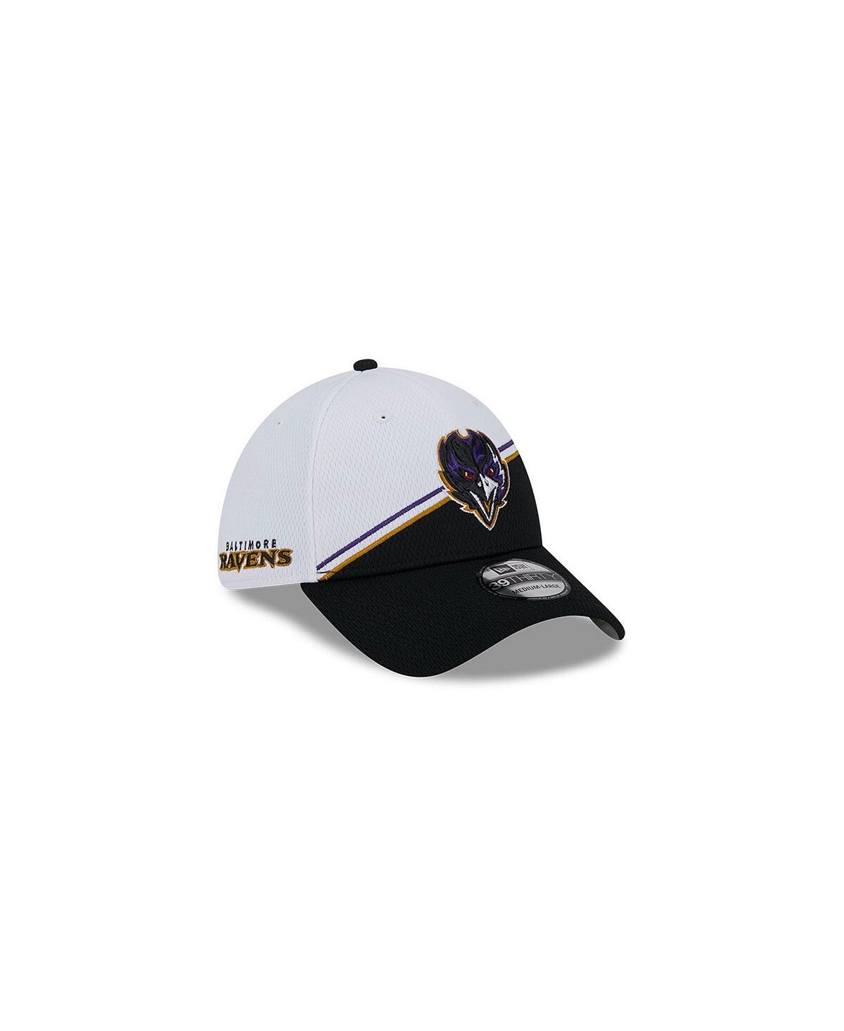 

Мужская бело-черная гибкая кепка Baltimore Ravens 2023 NFL Sideline 39THIRTY New Era