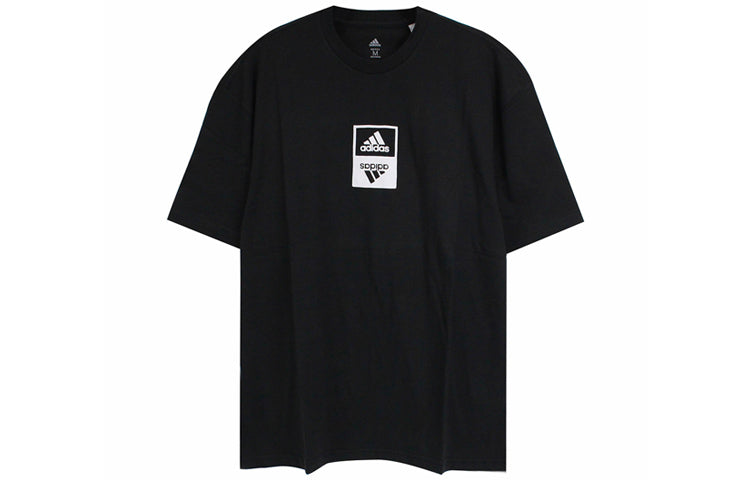 Футболка adidas Logo Printing Round Neck Short Sleeve Black, черный — фото 2