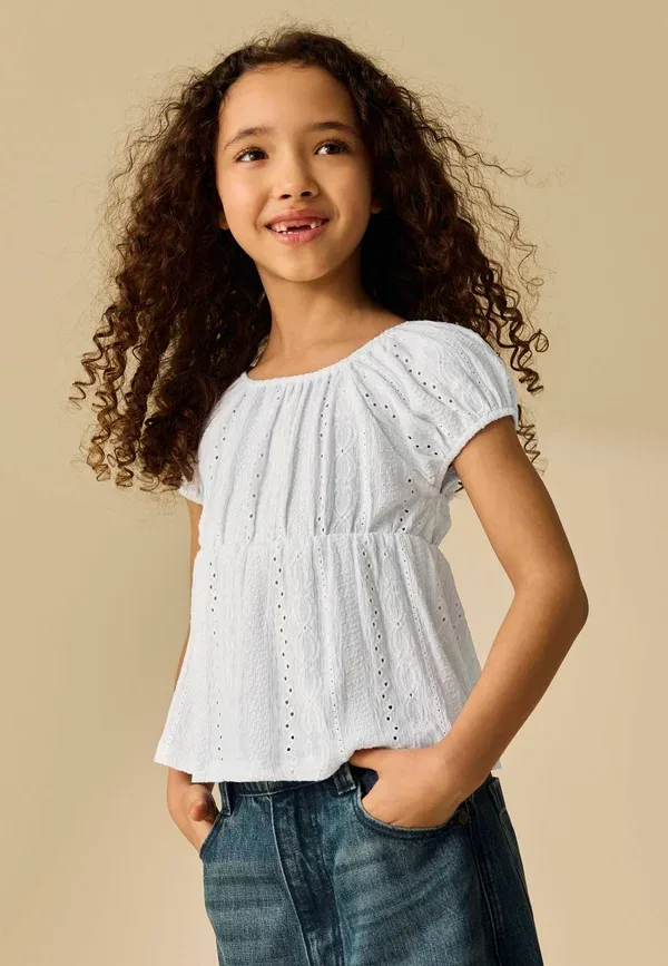 Блуза Next, Regular fit textured peplum top, белый — фото 2