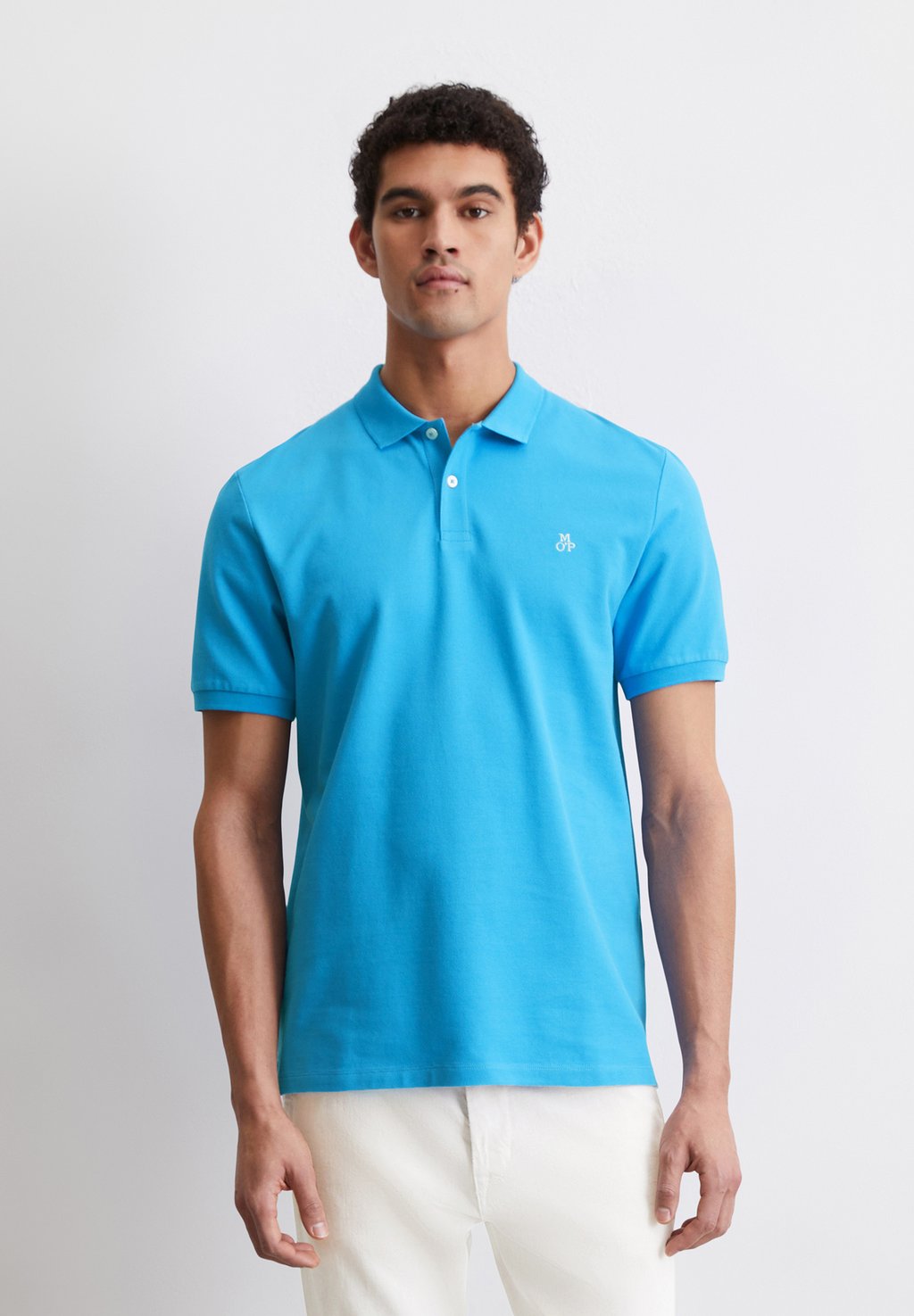 

Рубашка поло SHORT SLEEVE BUTTON PLACKET SLITS AT HEM Marc O'Polo, светло-голубой