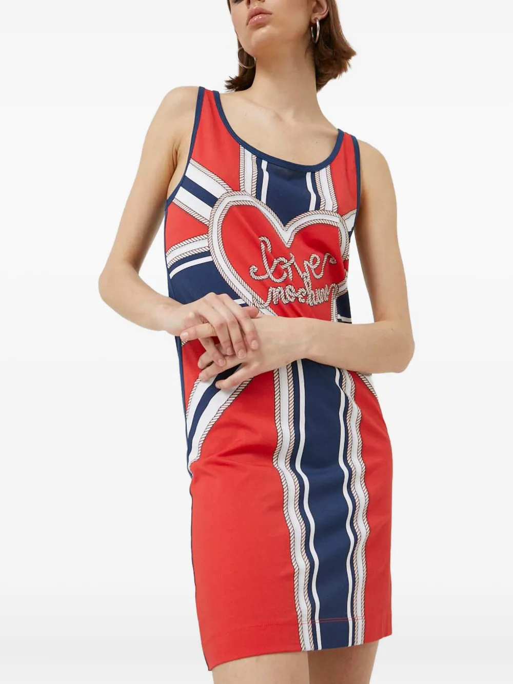 

Мини-платье с принтом в виде сердечек Love Moschino, красный