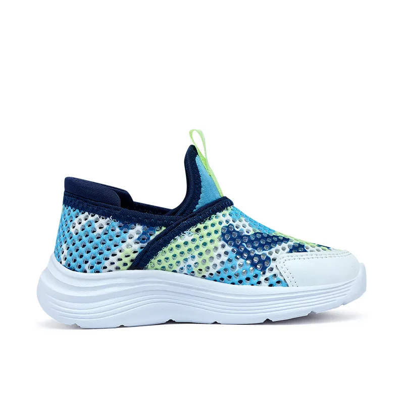 Детские повседневные кроссовки low top из искусственной кожи, нескользящие, износостойкие, дышащие BIG WASP, Dark Blue Green Summer Single Mesh — фото 2