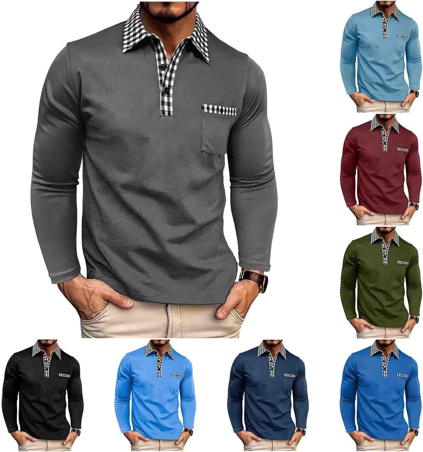 

Мужская поло Slim Fit с длинным рукавом и V-образным вырезом Lmdudan