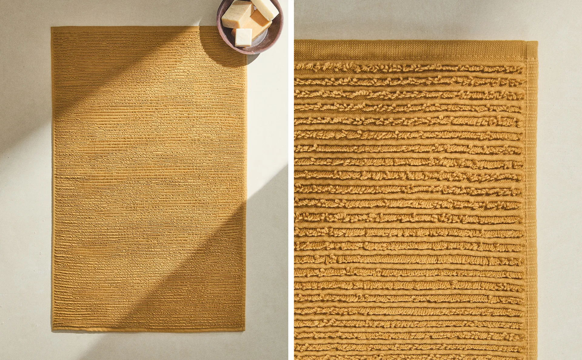 

Коврик для ванной с ребристой текстурой Zara Home, горчично-желтый