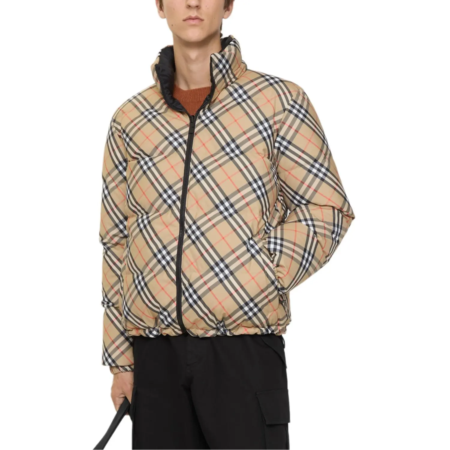 Куртка Burberry двусторонняя стеганая в клетку, хаки — фото 2