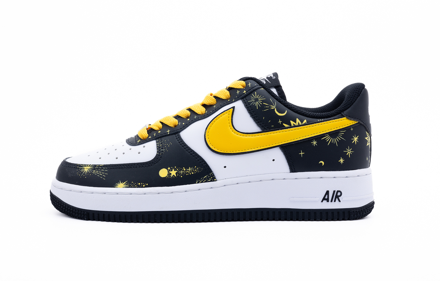 

Nike Найк Эйр Форс 1 Спарклинг Найт Антислип Устойчивые к износу низкие скейтборд кроссовки унисекс черный желтый, цвет Black Yellow