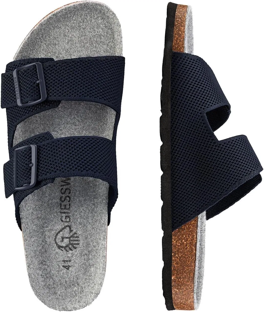 Мужские шлепанцы Giesswein Merino Slides - Мюли с эргономичной пробковой стелькой - Комфортные сандалии с полностью регулируемыми ремешками из трикотажной ткани Ajour - Тапочки с удобной мериносовой стелькой, Ocean Blue — фото 4