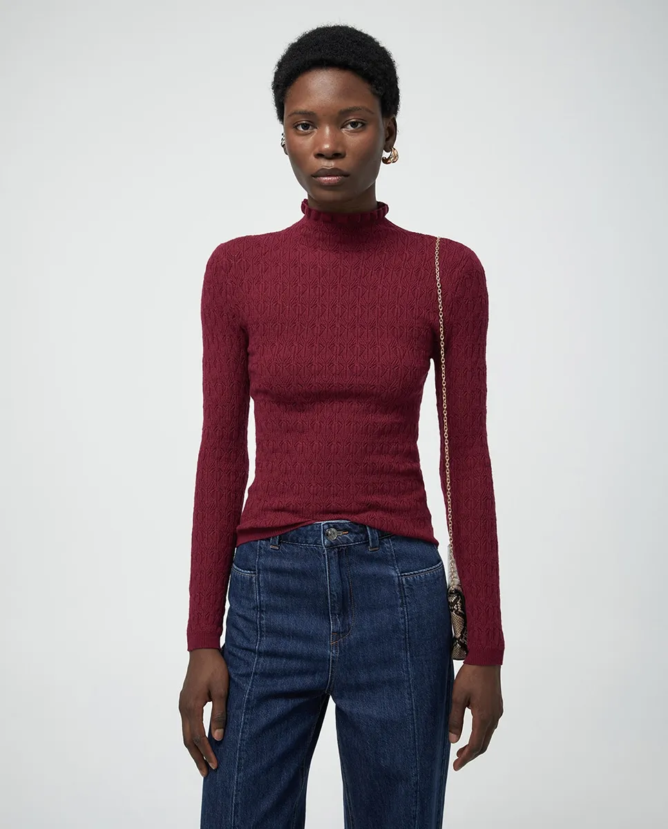 

Свитер с воротником-стойкой Sfera, бордовый