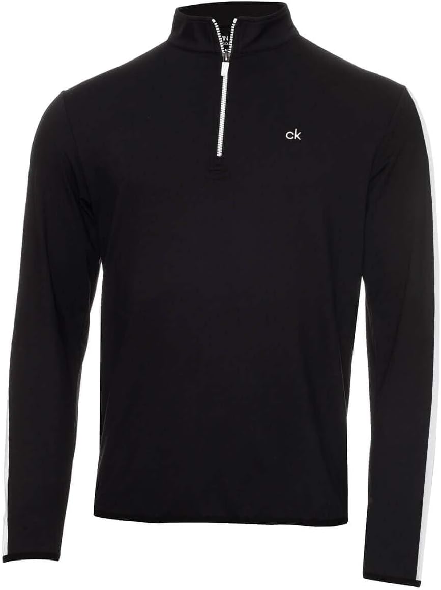 

Мужской свитер Calvin Klein Newport с полосатыми рукавами и полумолнией, Black/White